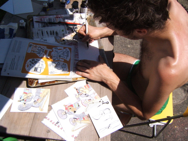 Michael painting mariachis in Winnenden, Germany